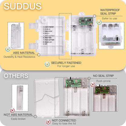 suddus Battery Fairy Lights – Cozy Bedroom String Lights with Remote and Timer for Warm White Ambiance
