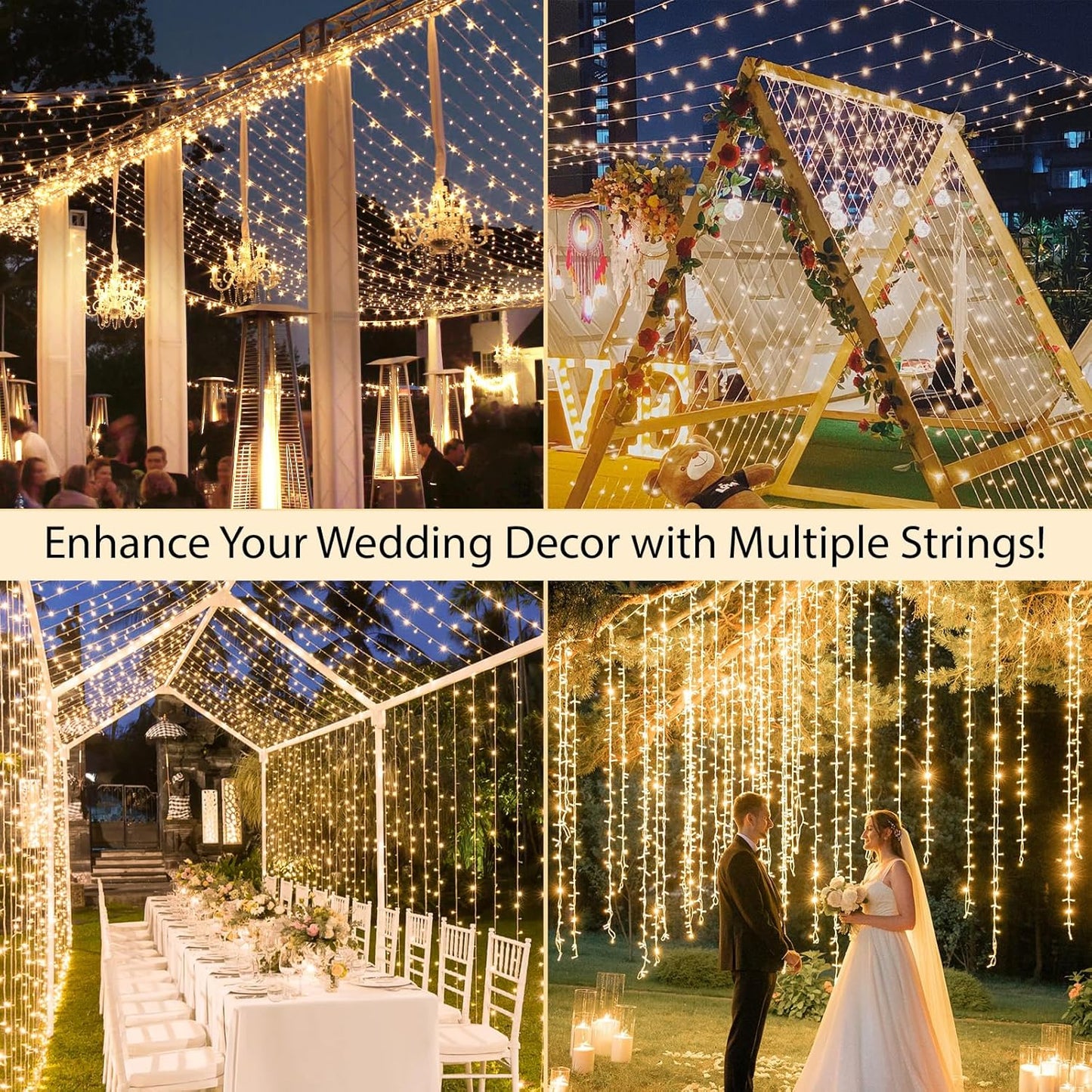suddus Clear Wire String Lights – Cozy Bedroom Aesthetic with 8 Modes and Remote Dimming, 33ft 100 LED Warm White
