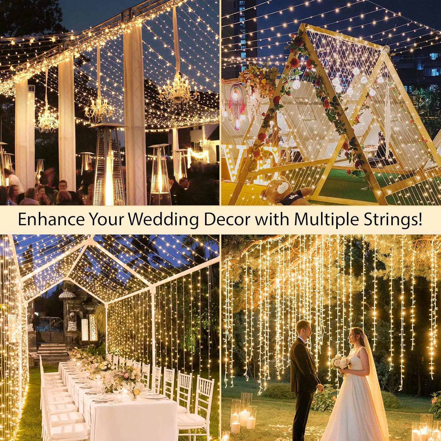 suddus Clear Wire String Lights – Cozy Bedroom Aesthetic with 8 Modes and Remote Dimming, 33ft 100 LED Warm White