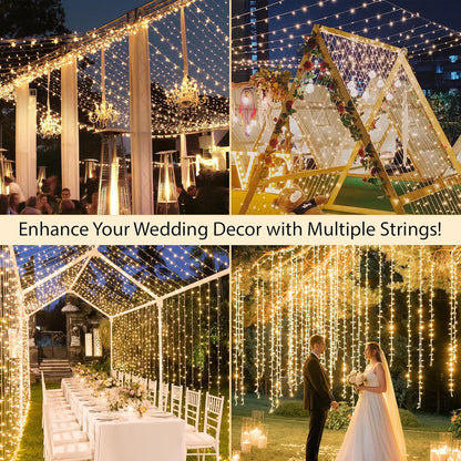 suddus Clear Wire String Lights – Cozy Bedroom Aesthetic with 8 Modes and Remote Dimming, 33ft 100 LED Warm White