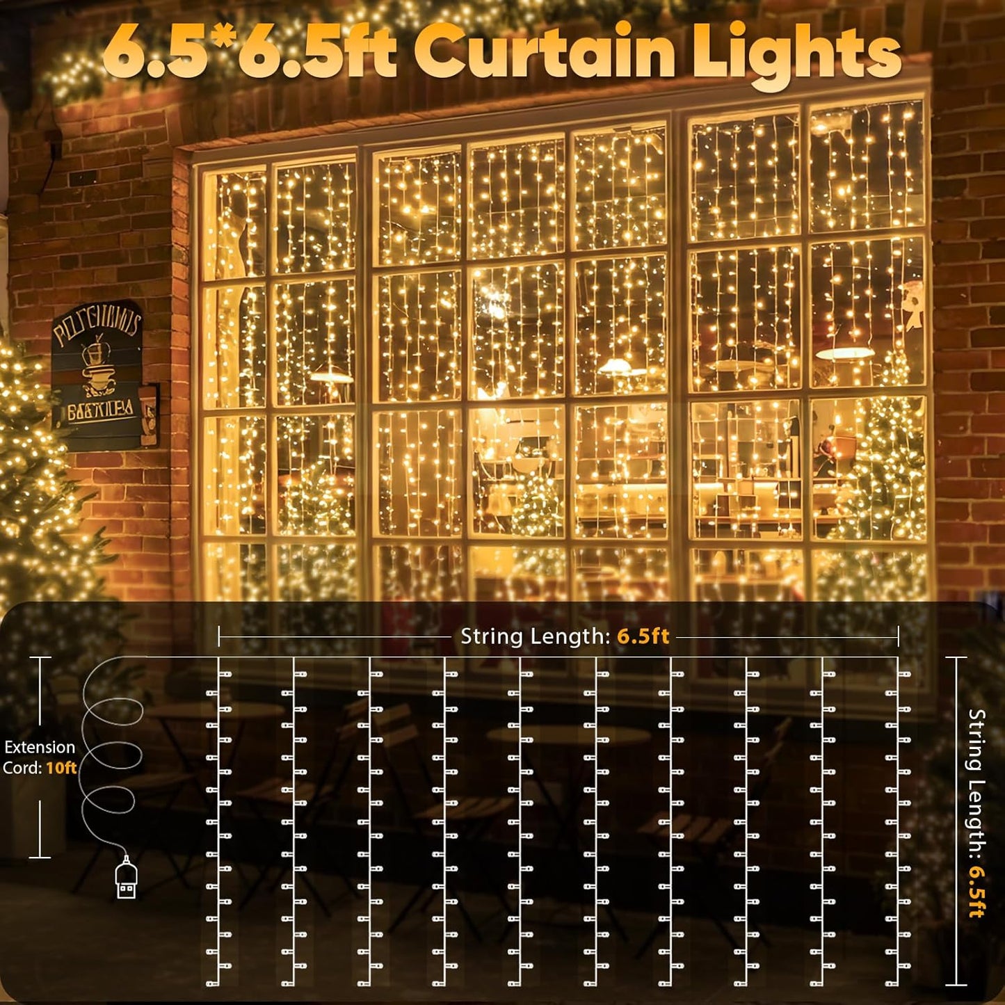 suddus Curtain Lights for Bedroom Walls and Windows – 200 LED Warm White Ambient Decor with Dimmable Remote and Timer