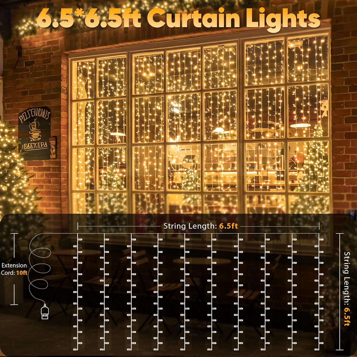 suddus Curtain Lights for Bedroom Walls and Windows – 200 LED Warm White Ambient Decor with Dimmable Remote and Timer
