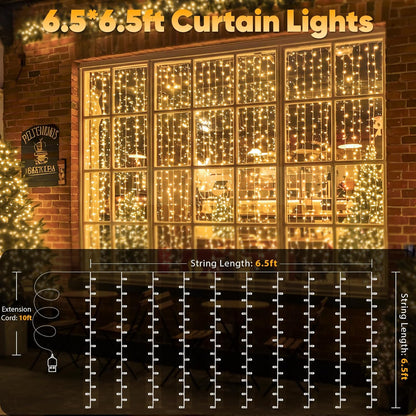 suddus Curtain Lights for Bedroom Walls and Windows – 200 LED Warm White Ambient Decor with Dimmable Remote and Timer