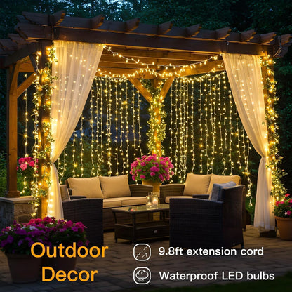 suddus Curtain Lights for Bedroom Walls and Windows – 200 LED Warm White Ambient Decor with Dimmable Remote and Timer