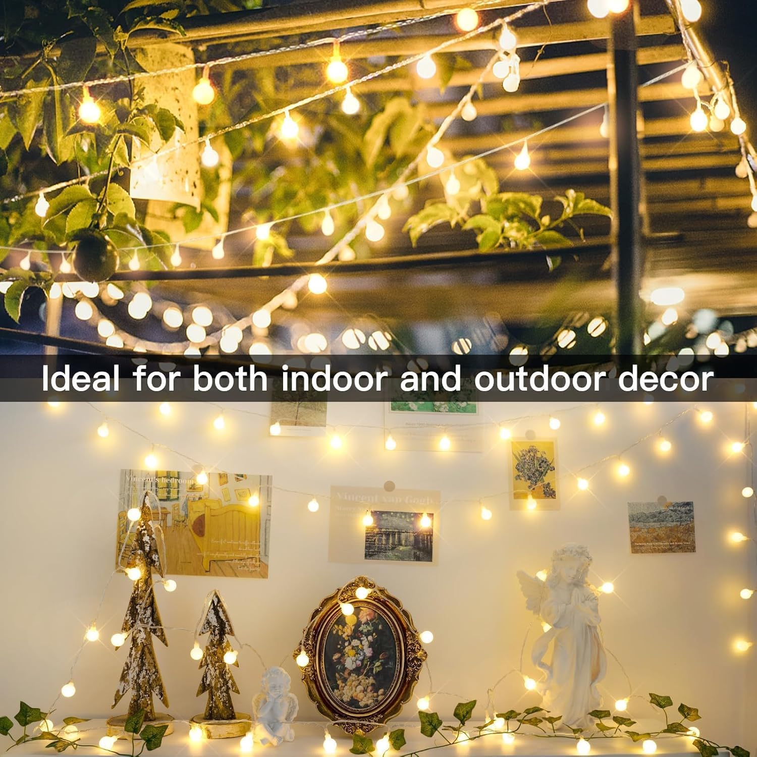 suddus G16 Globe String Lights – 33ft Warm White Fairy Lights for Living Room and Bedroom Aesthetic, Dimmable Remote-Controlled Indoor Decor