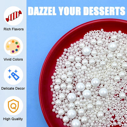 SUGAR BAY Gold Silver Black and White Pearl Sprinkles – Clean Neutral Topping for Intentional Home Bakers and Simple Dessert Finishing