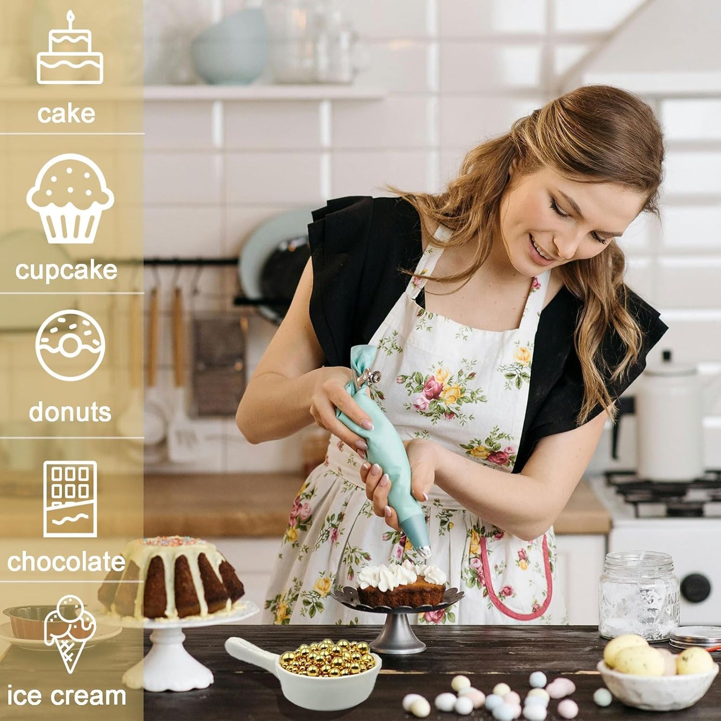 SUGAR BAY Gold Silver Black and White Pearl Sprinkles – Clean Neutral Topping for Intentional Home Bakers and Simple Dessert Finishing