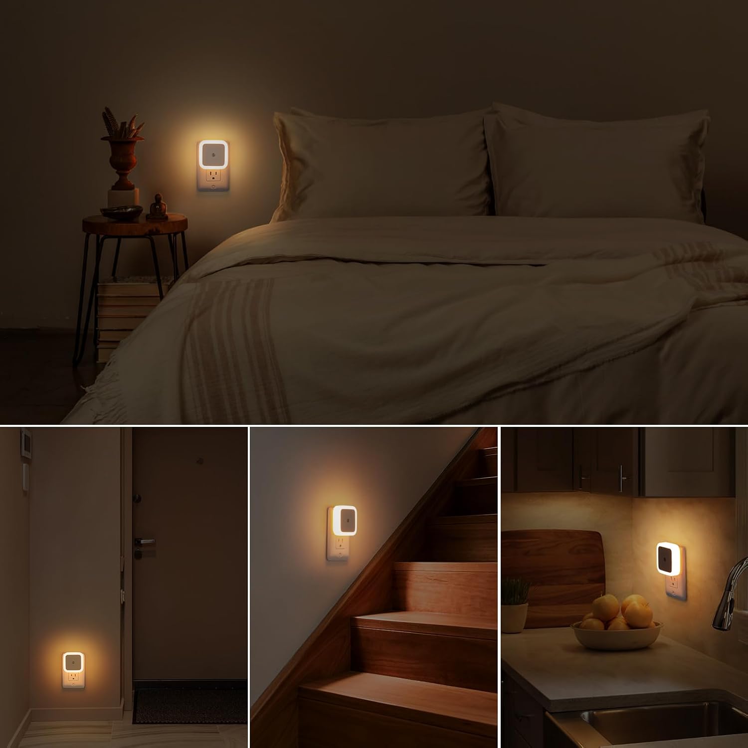 Sujeet Dusk to Dawn Night Light 8-Pack – Flameless Automatic Hallway and Stair Safety Lighting for Homes with Elderly and Children