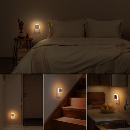Sujeet Dusk to Dawn Night Light 8-Pack – Flameless Automatic Hallway and Stair Safety Lighting for Homes with Elderly and Children