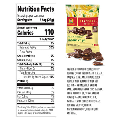 Sun-Maid Farmstand Reserve Sea Salt Chocolate Coated Banana Chips – Desk Drawer Snack for Busy Professionals, No Prep Required
