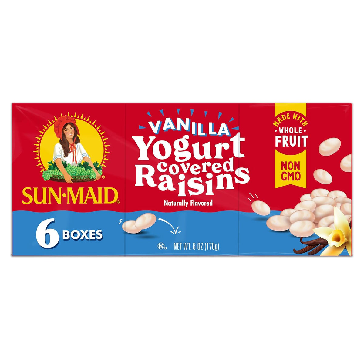 Sun-Maid Vanilla Yogurt Raisins – Thoughtful Hostess Gift for Charcuterie Boards, 6 Single-Serve 1 oz Pouches