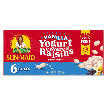 Sun-Maid Vanilla Yogurt Raisins – Thoughtful Hostess Gift for Charcuterie Boards, 6 Single-Serve 1 oz Pouches