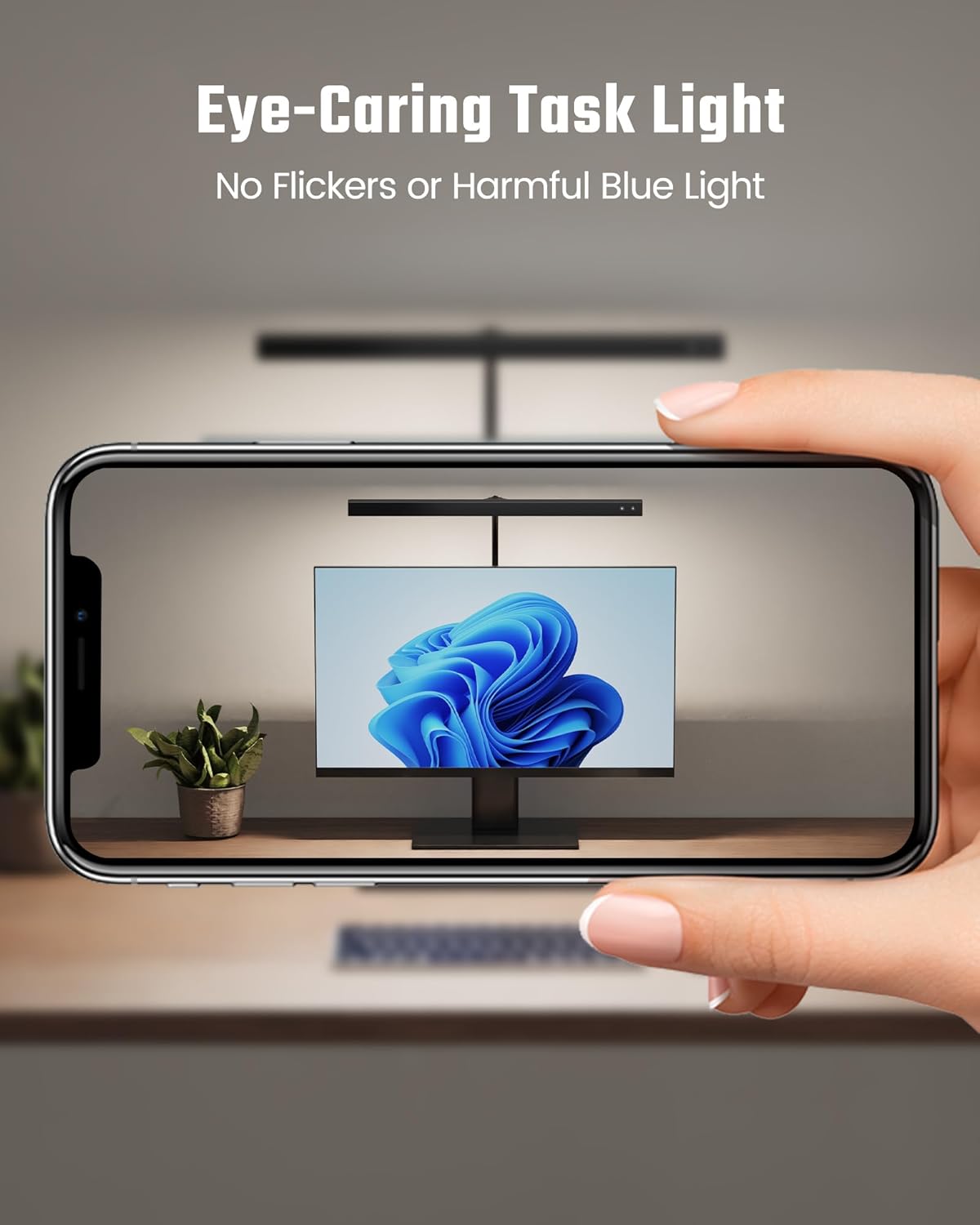 SUPERDANNY LED Desk Lamp – Home Office Task Light for 8-Hour Computer Workdays, Stepless Dimming Monitor Light