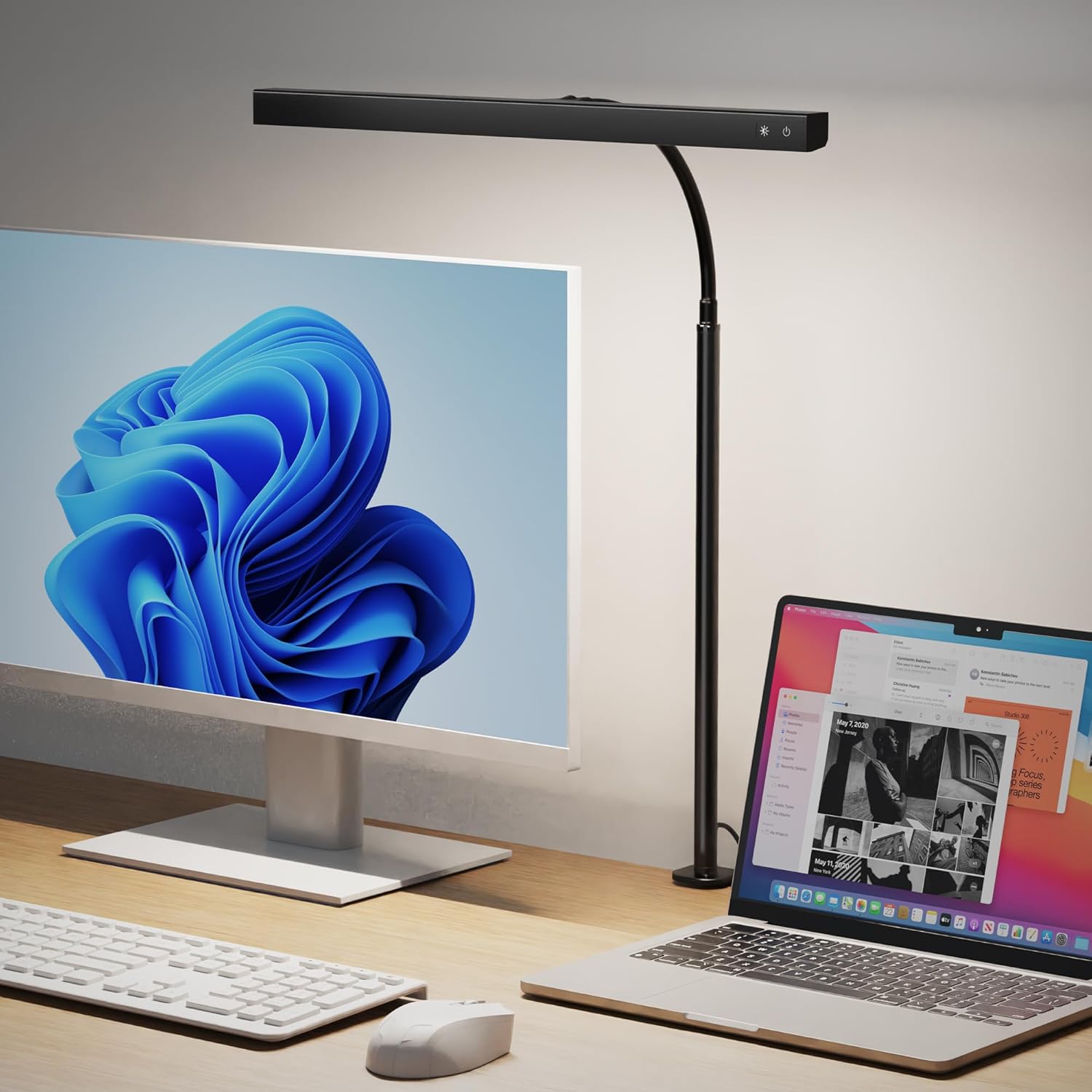 SUPERDANNY LED Desk Lamp – Home Office Task Light for 8-Hour Computer Workdays, Stepless Dimming Monitor Light