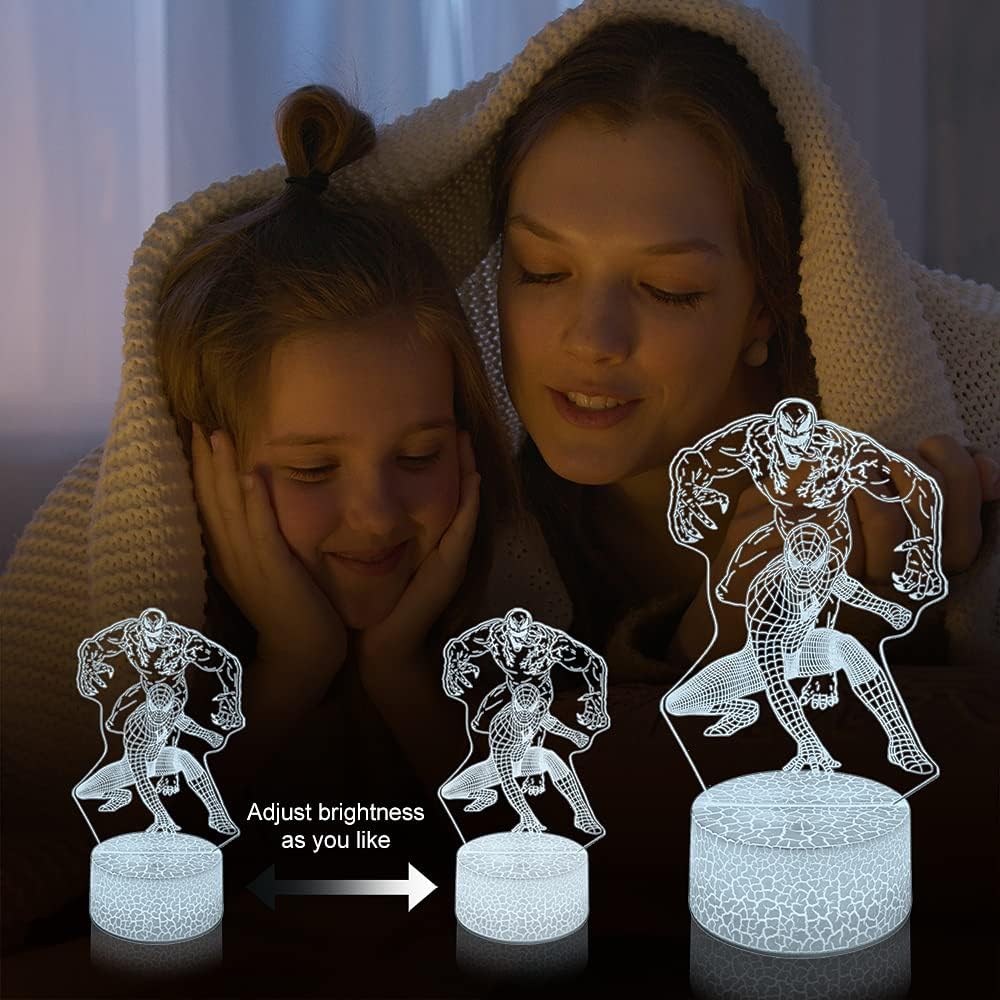 Superhero 3D Night Light – Unique Birthday Gift for Boys and Girls, Remote-Controlled Color Changing Bedside Lamp
