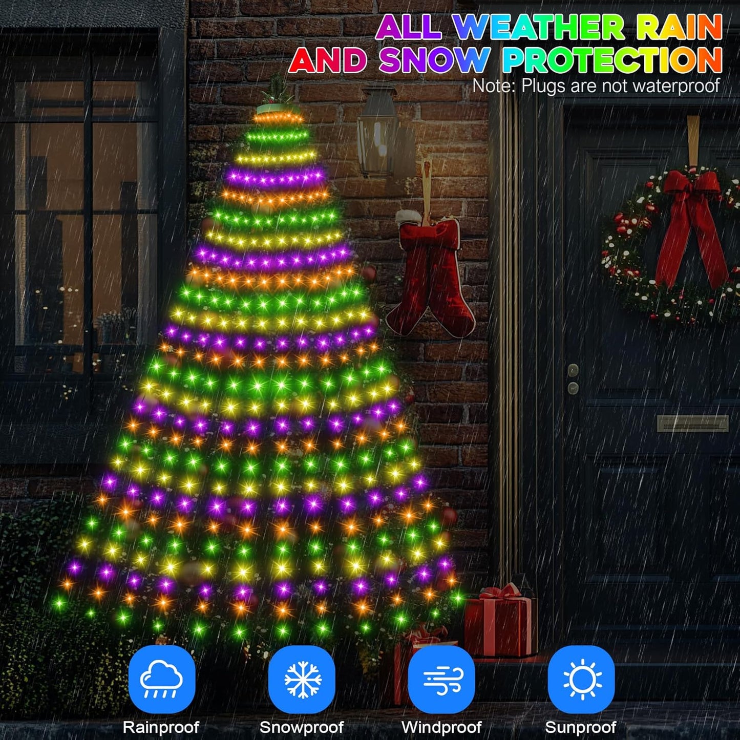 Surplife Smart Christmas Tree Lights – Cozy Living Room Decor with App-Controlled Warm White to Multicolor Ambiance, 7.5Ft x 12 Lines