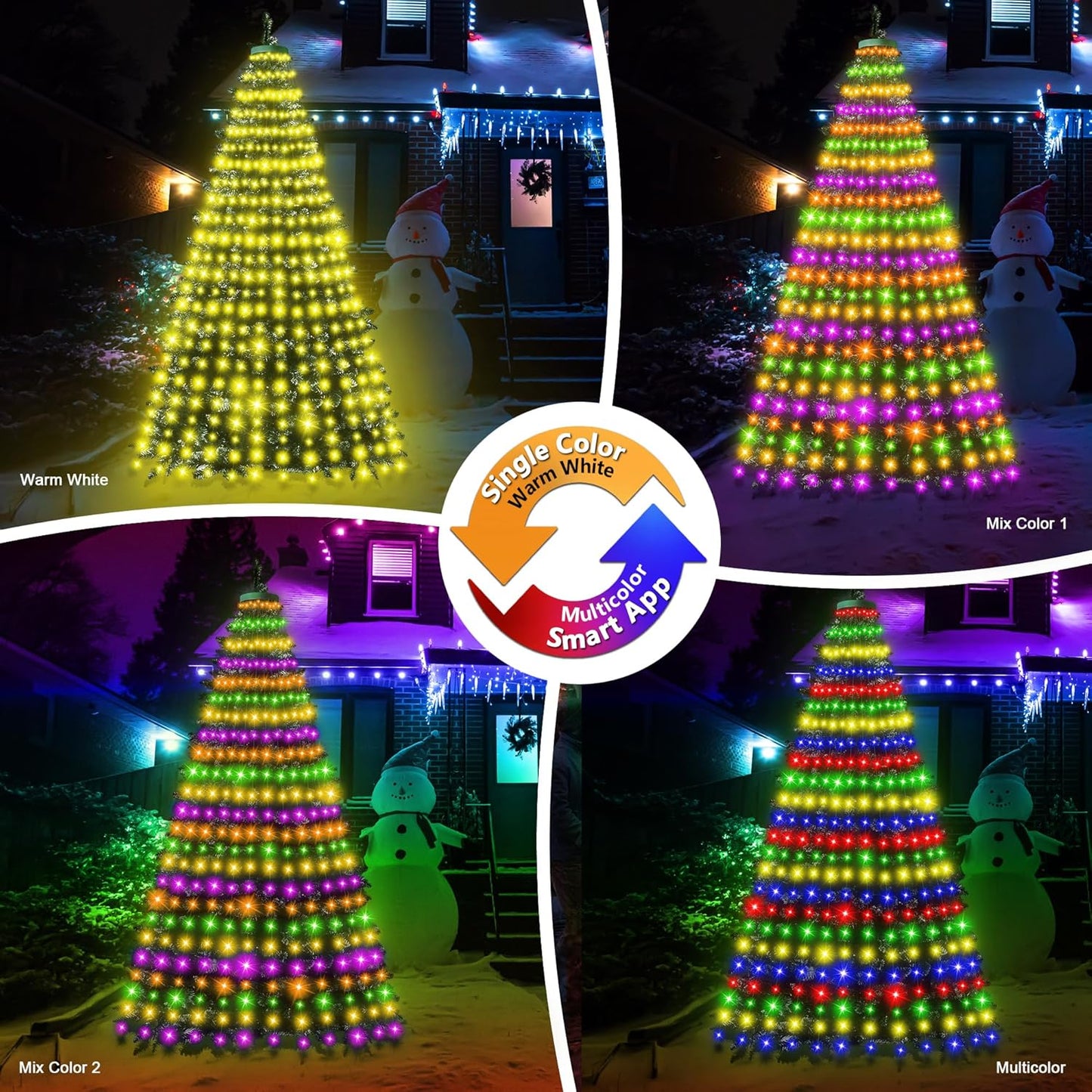 Surplife Smart Christmas Tree Lights – Cozy Living Room Decor with App-Controlled Warm White to Multicolor Ambiance, 7.5Ft x 12 Lines