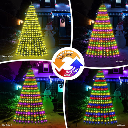 Surplife Smart Christmas Tree Lights – Cozy Living Room Decor with App-Controlled Warm White to Multicolor Ambiance, 7.5Ft x 12 Lines