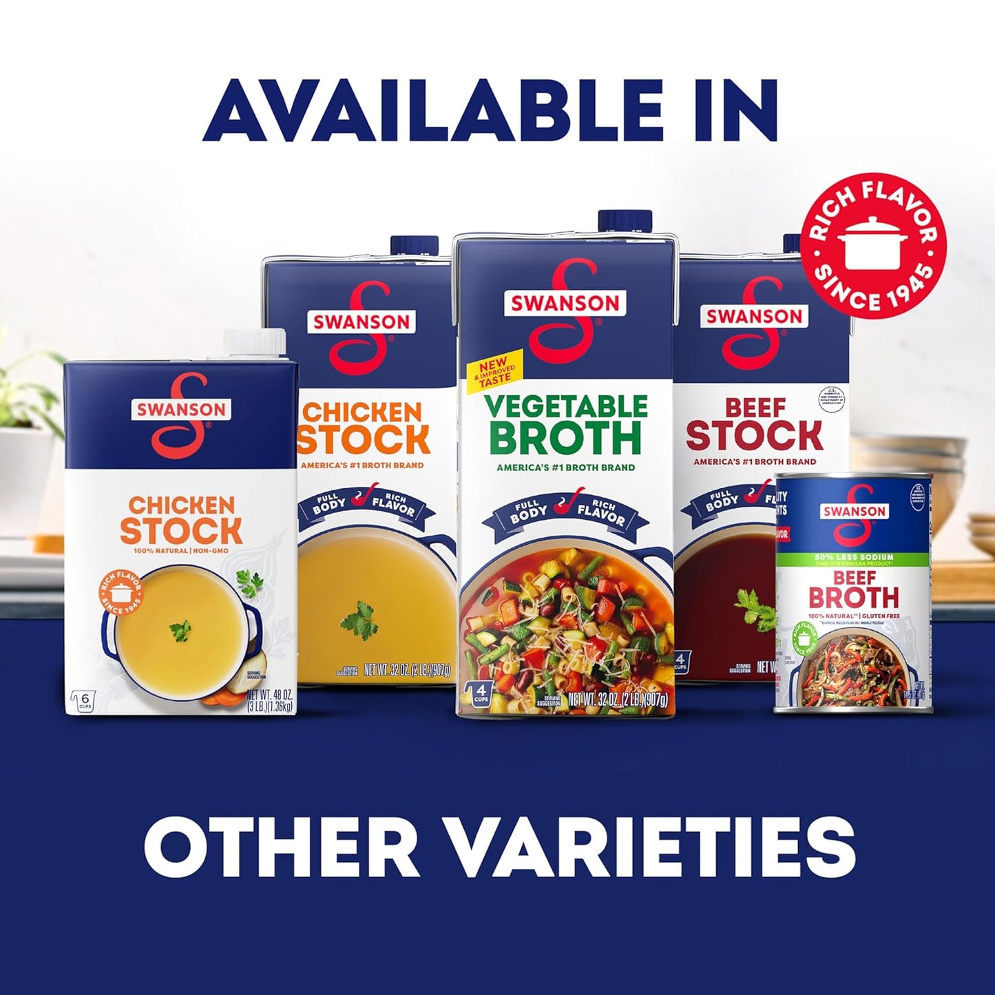 Swanson Ramen Chicken Broth – Family Kitchen Pantry Staple for Kid-Friendly Noodle Bowls, 32 oz Carton