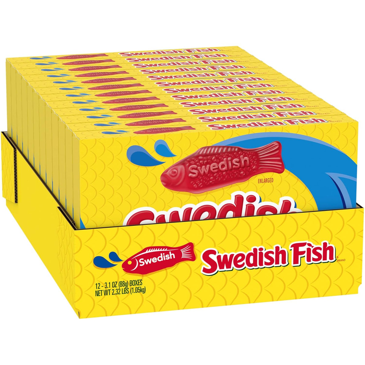 SWEDISH FISH Soft & Chewy Candy Self Care Snack Stash, 12 Pack 3.1 oz Boxes for Mindful Indulgence