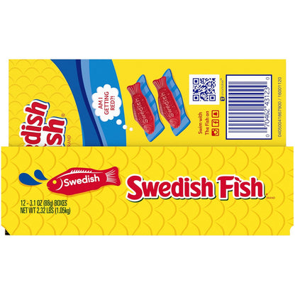 SWEDISH FISH Soft & Chewy Candy Self Care Snack Stash, 12 Pack 3.1 oz Boxes for Mindful Indulgence