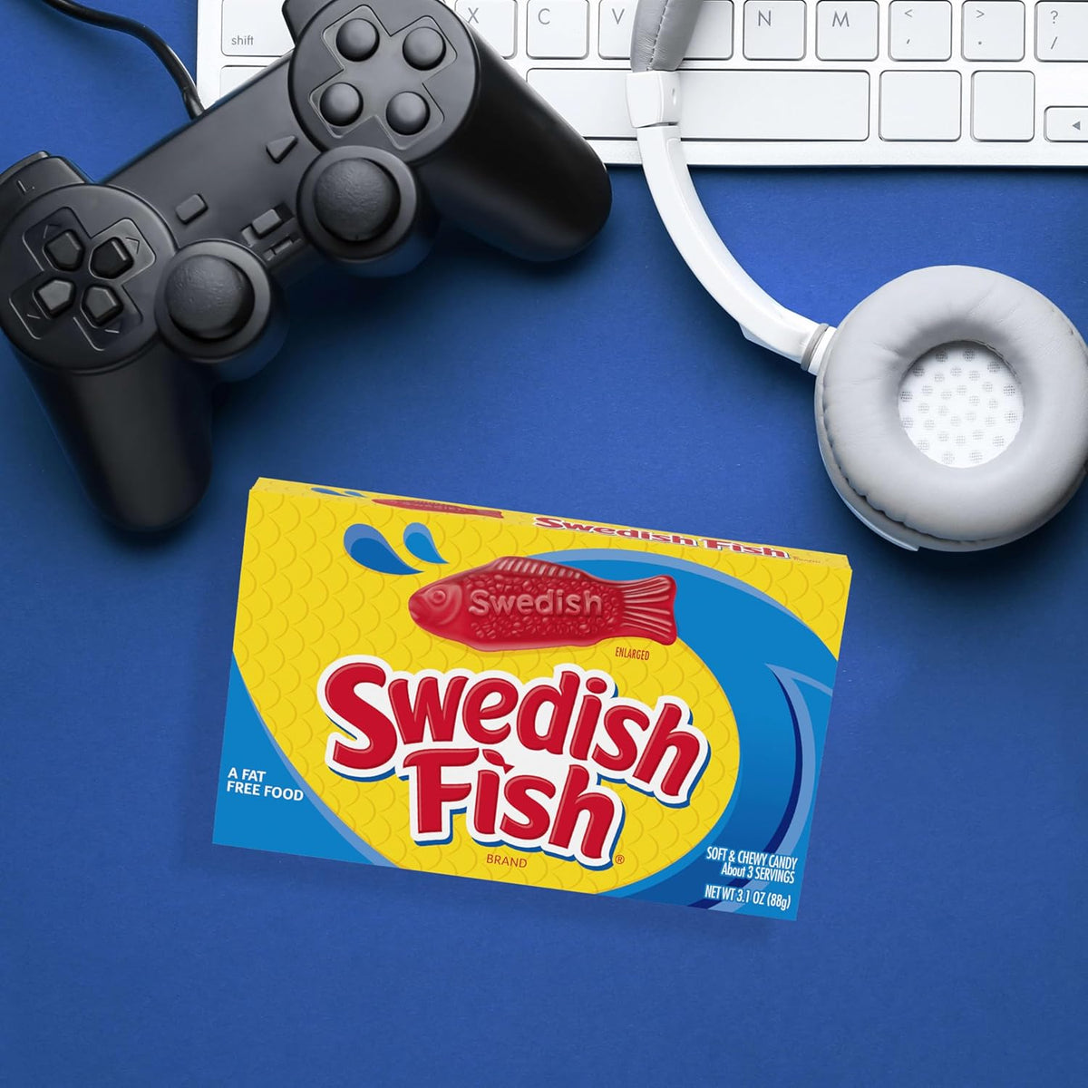 SWEDISH FISH Soft & Chewy Candy Self Care Snack Stash, 12 Pack 3.1 oz Boxes for Mindful Indulgence