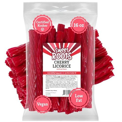 Sweet Roots Blue Raspberry Soft Licorice Ropes – 16 oz Fat-Free and Kosher Candy for Clean-Label Snack Drawers and Gym Bags