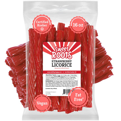 Sweet Roots Blue Raspberry Soft Licorice Ropes – 16 oz Fat-Free and Kosher Candy for Clean-Label Snack Drawers and Gym Bags