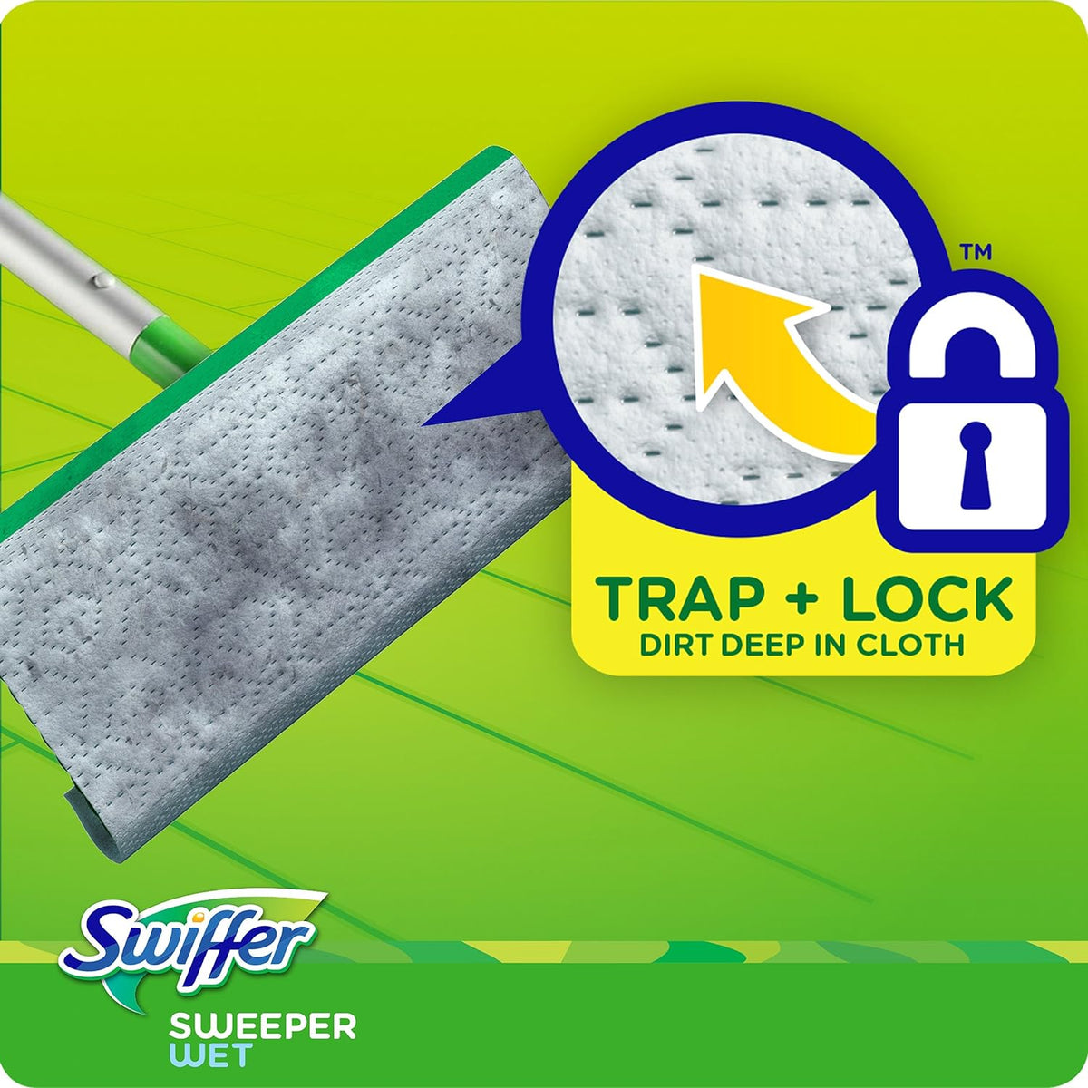 Swiffer Sweeper Lavender Mop Refills – Kid-Safe Wet Clean for Bedroom and Toy Room, No-Rinse Floor Cloths, 24 Count