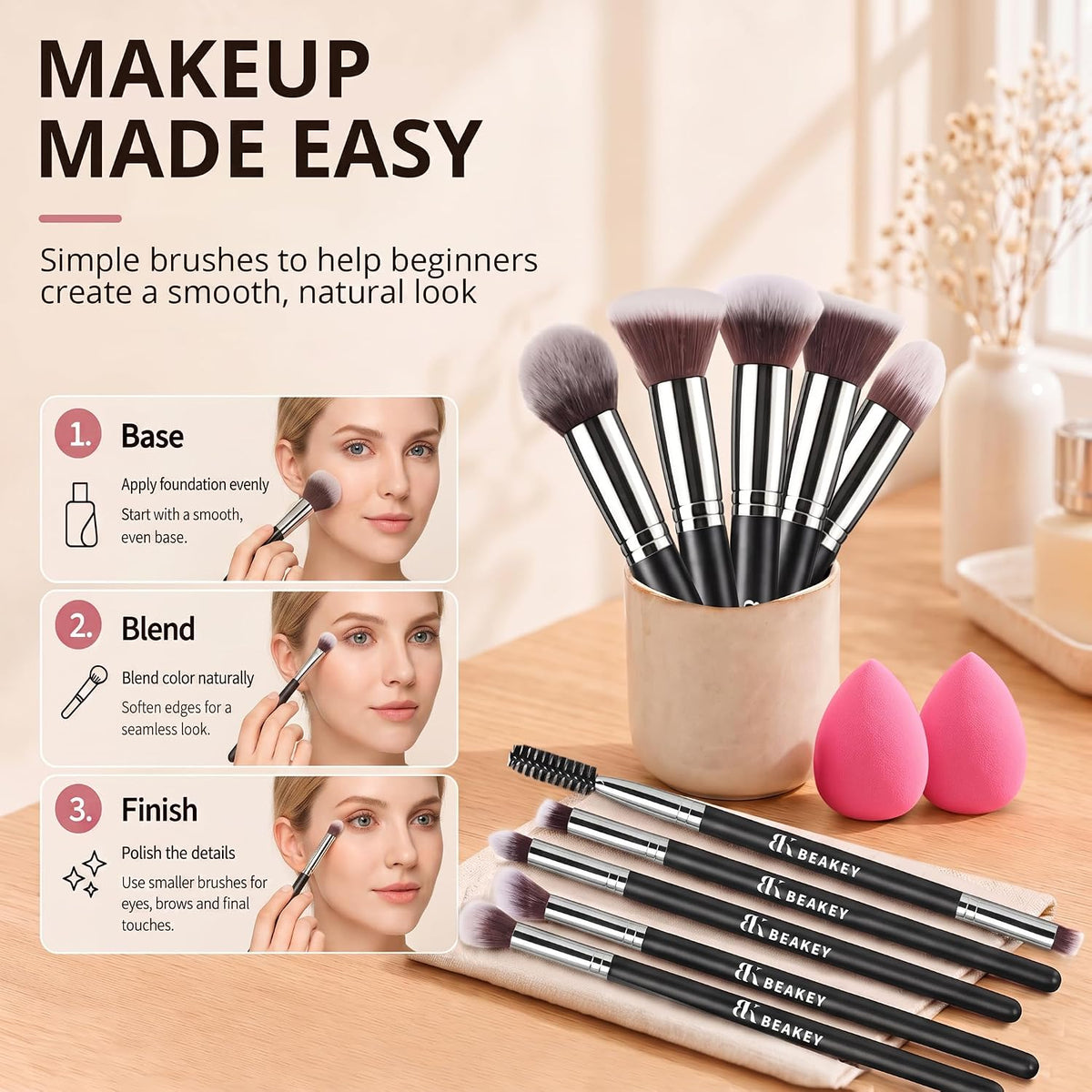 synthetic fiber bristles that are dense, soft, and shed-resistant after washing