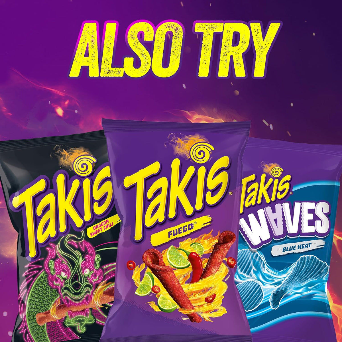 Takis Blue Heat 40 ct Variety - Durable Hot Chili Pepper Flavored Chips for Hiking Packs and Road Trip Coolers, Individually Wrapped 1 oz Bags