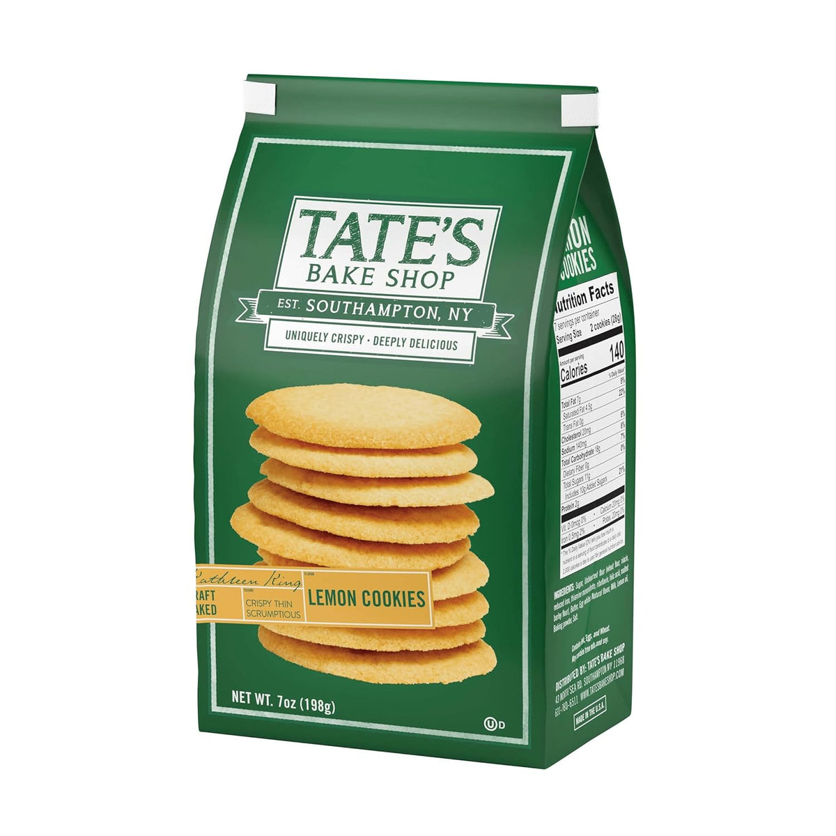 Tate's Bake Shop Thin Lemon Cookies, 7 oz – After-School Snack Pantry Staple, Family-Friendly Sweet Bite