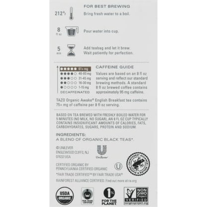 Tazo Organic Awake English Breakfast Black Tea – Bold Black Tea Ritual for Remote Work Mornings