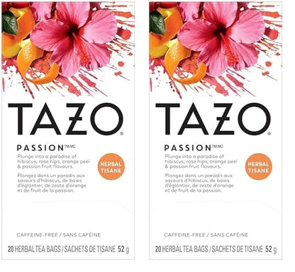 TAZO Passion Herbal Tea Bags – Wind-Down Self-Care Blend for Bath Time and Mindful Evenings