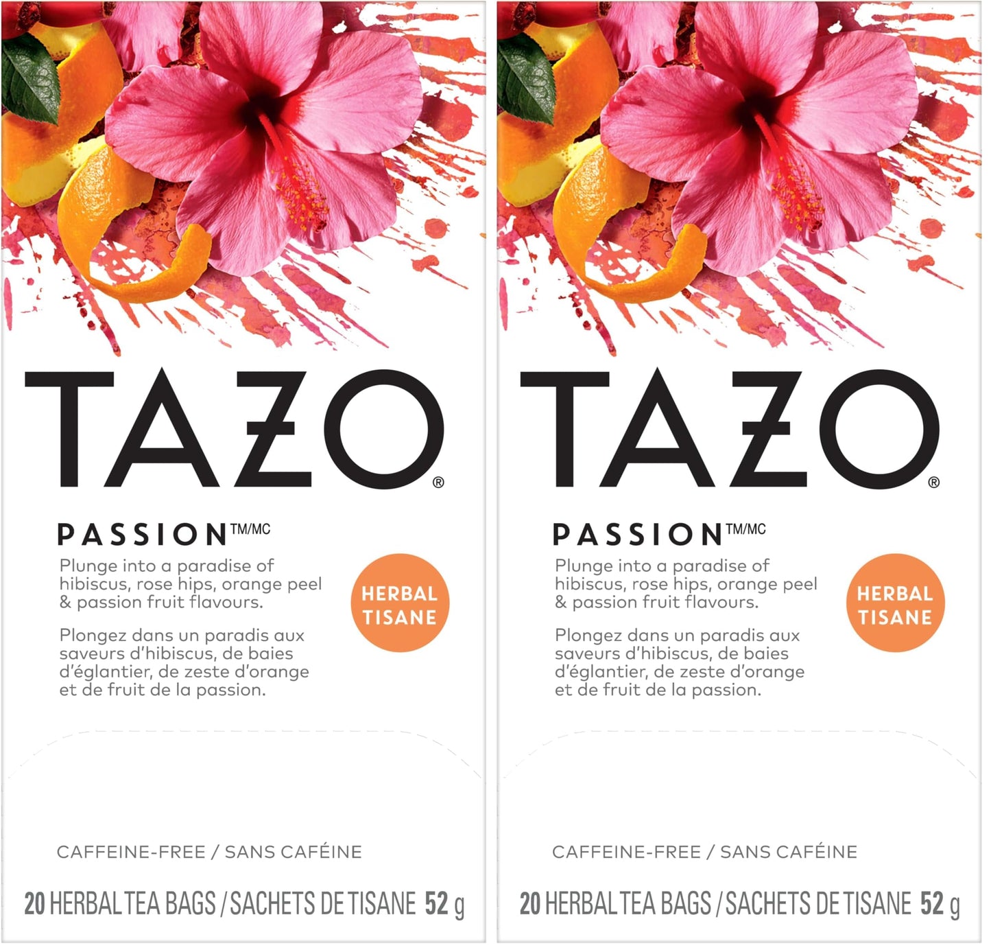 TAZO Passion Herbal Tea Bags – Wind-Down Self-Care Blend for Bath Time and Mindful Evenings