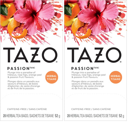TAZO Passion Herbal Tea Bags – Wind-Down Self-Care Blend for Bath Time and Mindful Evenings