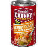 Campbell's Chunky Savory Chicken with White and Wild Rice Soup – Kid-Friendly Pantry Lunch for Dorm and Apartment, 18.8 Oz Can