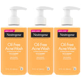 Neutrogena Oil-Free Acne Wash – Skin-Safe Daily Acne Cleanser with Gentle Salicylic Acid, Fragrance-Free Pump for Sensitive and Reactive Skin