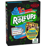 Fruit Roll-Ups Fruit Flavored Snacks Stranger Things Edition Gift Box, Collectible Sticker Snack Pack for Fans, 10 Rolls