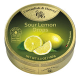 Cavendish & Harvey Sour Lemon Hard Candy Drops – Polished Birthday Gift for Her, Resealable Gold Tin