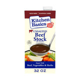 Kitchen Basics Unsalted Beef Stock – Low-Sodium Cooking Base for Blood Pressure-Friendly Weeknight Meals, 32 oz