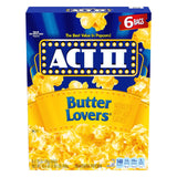 ACT II Butter Lovers Microwave Popcorn, 6 ct 2.75 oz Bags — Family Movie Night Treat for the Playroom