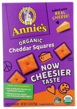Annie's Organic Cheddar Squares – Safe After-School Snack for Playroom and Kids' Room Pantry, Real Cheese Baked Crackers