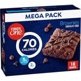Fiber One Chocolate Fudge Brownies, High-Fiber Low-Carb Snack Bars for Mindful Eating Routine, 18 Count