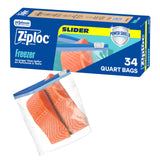 Ziploc Power Shield Quart Freezer Bags – Portion Control Storage for Home Office Lunches and Quick Reheat Meals, Bulk 136