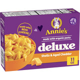 Annie's Homegrown Creamy Deluxe Shells & Aged Cheddar – No Artificial Preservatives Pasta for Health-Conscious Pantries, 11 oz