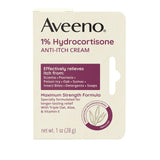 Aveeno Maximum Strength 1% Hydrocortisone Anti-Itch Cream – Dye-Free Fragrance-Free Formula for Allergy-Prone Skin Reactions, 1 oz