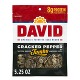 DAVID Cracked Pepper Sunflower Seeds – Durable Road Trip and Tailgate Snack for Open-Air Chewing, Jumbo Roasted, 5.25 oz