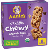 Annie's Organic Chocolate Chip Granola Bars – Gluten Free School Snack for Kids, 6 ct