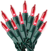 Holiday Pride Red Christmas Lights - Weatherproof Outdoor String for Patio and Bushes, 100 Count Green Wire